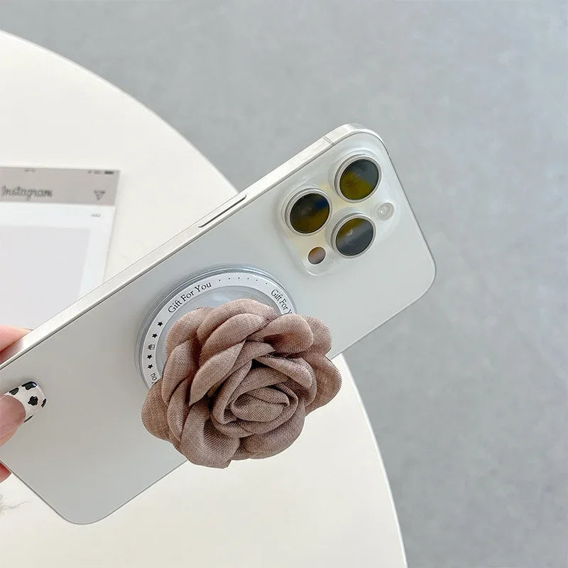 Fabric Camellia Flower Pop Grip