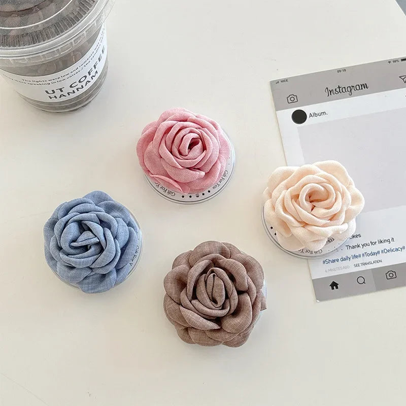 Fabric Camellia Flower Pop Grip